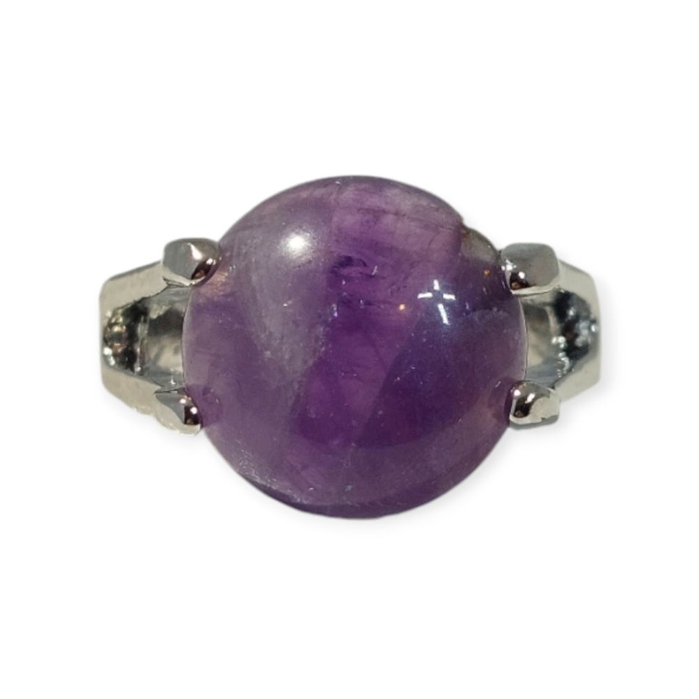 2 For $20 Sale Fashion Jewelry Ring Size 5 Crystal Purple Gemstone Silver Plated